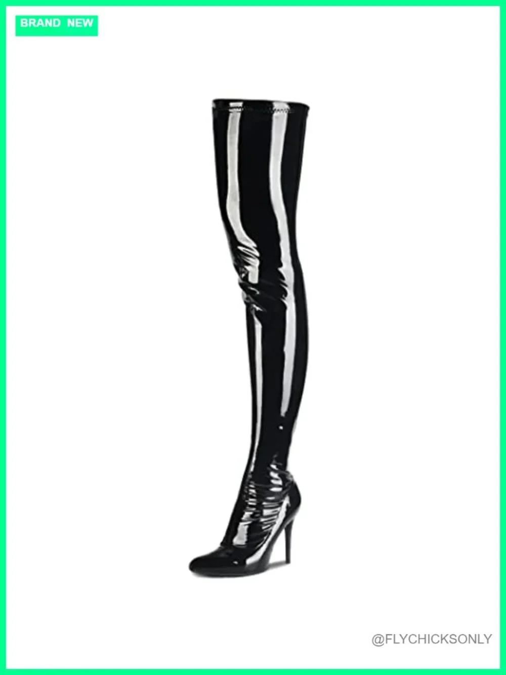 Patent PU Thigh High Boots Pointy Toe Stiletto Heels Over the Knee Side Zip